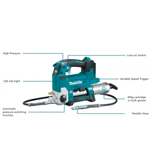 Makita 18V Grease Gun, 450g barrel - Tool Only