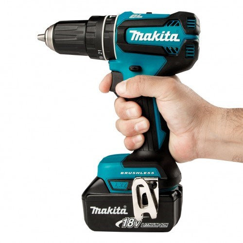 Makita 18V BRUSHLESS Hammer Driver Drill Kit - Includes 2x 3.0Ah Batteries, Charger & Carry Case