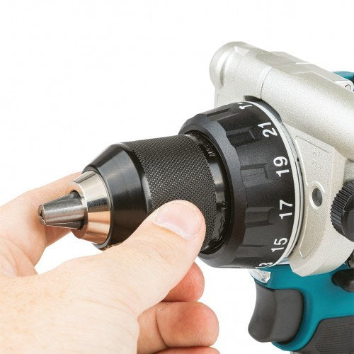 Makita 18V BRUSHLESS Heavy Duty Hammer Driver Drill Kit - Includes 2 x 5.0Ah Batteries, Rapid Charger & Carry Case