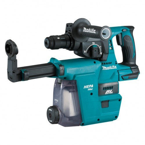 Makita 18V BRUSHLESS 24mm Rotary Hammer, Quick Change Drill Chuck, Dust Extraction Adaptor (DX07), Case - Tool Only