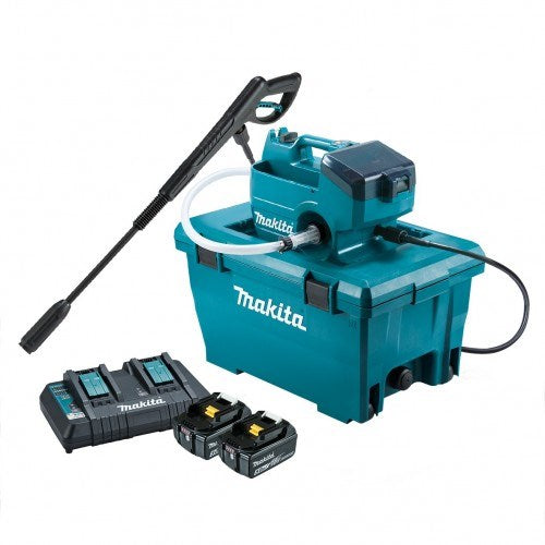 Makita 18Vx2 BRUSHLESS High Pressure Washer Kit - Includes 2 x 5.0Ah Batteries & Dual Port Rapid Charger