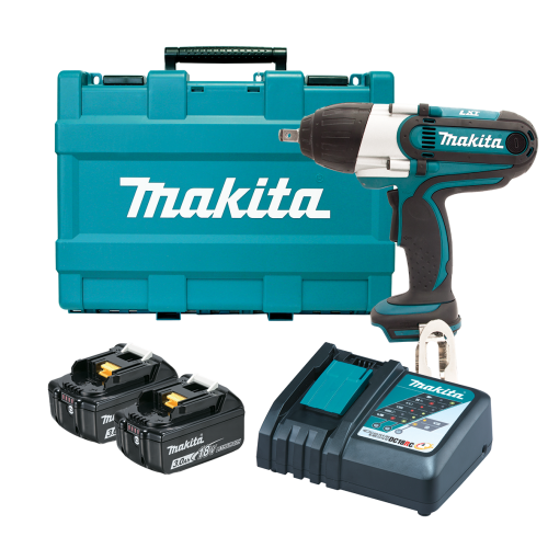 Makita 18V 1/2" Impact Wrench Kit - Includes 2 x 3.0Ah Batteries, Rapid Charger & Carry Case