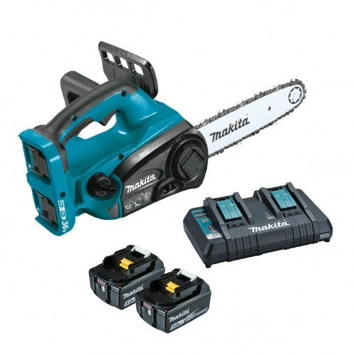 Makita 18Vx2 300mm Chainsaw Kit - Includes 2 x 5.0Ah Batteries & Dual Port Rapid Charger