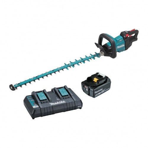 Makita 18V BRUSHLESS 750mm Hedge Trimmer Kit - Includes 5.0Ah Battery & Dual Port Rapid Charger