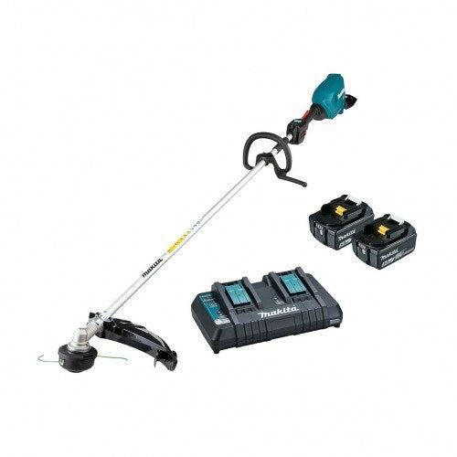 Makita 18Vx2 BRUSHLESS Loop Handle Line Trimmer Kit - Includes 2 x 5.0Ah Batteries & Dual Port Rapid Charger