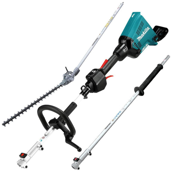 Makita 18Vx2 BRUSHLESS Multi-Function Powerhead - Tool Only, (LE400MP) Extension Pole & (EN401MP) Hedge Trimmer Attachment