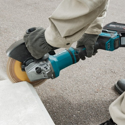 Makita 40V Max BRUSHLESS 230mm (9") Angle Grinder Kit - Includes 2 x 4.0Ah Batteries, Single Port Rapid Charger & Plastic Case