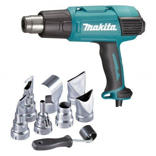 Makita 50-650 Variable Degree Heat Gun, Pre-set heat function, with 7 piece nozzle set