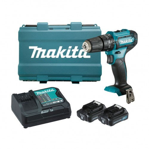 Makita 12V Max Hammer Driver Drill Kit - Includes 2 x 2.0Ah Batteries, Rapid Charger & Case