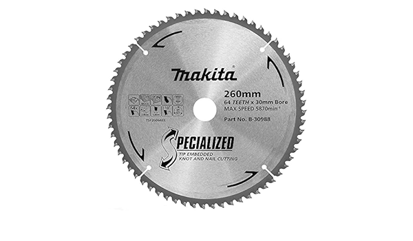 Makita 260mm x 30/25.4mm x 64t Knot & Nail TCT Saw Blade B-30922 - Toolup Australia