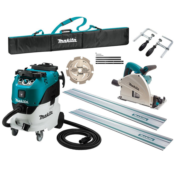 Makita 165mm (7") Plunge Cut Circular Saw Kit (SP6000JTX2) & 42L Wet/Dry M-Class Vacuum (VC4210MX2) Combo - Toolup Australia