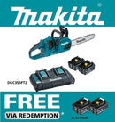 Makita 18Vx2 350mm BRUSHLESS Chainsaw with captive nuts Kit - Includes 2 x 5.0Ah Batteries & Dual Port Rapid Charger - Toolup Australia
