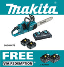 Makita 18Vx2 400mm BRUSHLESS Chainsaw Kit  - Includes 2 x 5.0Ah Batteries & Dual Port Rapid Charger - Toolup Australia