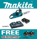 Makita 18Vx2 400mm BRUSHLESS Chainsaw with captive nuts Kit  - Includes 2 x 5.0Ah Batteries & Dual Port Rapid Charger - Toolup Australia