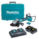 Makita 18Vx2 BRUSHLESS AWS 180mm Paddle Switch Angle Grinder Kit - Includes 2 x 5.0Ah Batteries, Dual Port Rapid Charger & Carry Case - Toolup Australia