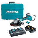Makita 18Vx2 BRUSHLESS AWS 230mm Paddle Switch Angle Grinder Kit - Includes 2 x 5.0Ah Batteries, Dual Port Rapid Charger - Toolup Australia