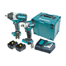 Makita 2 Piece BRUSHLESS Combo Kit - DTW1002Z, DTW300Z, 2 x BL1850B, DC18RC & MakPac Case - Toolup Australia