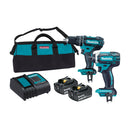 Makita 2 Piece Combo Kit - DHP482Z, DTD152Z, 2 x BL1830B, DC18SD & Carry Bag - Toolup Australia