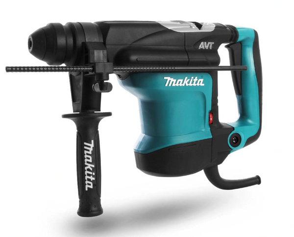 Makita 32mm SDS Plus Rotary Hammer, 850W, AVT (Keyless Chuck, 10pc SDS-Plus Drill Bit/Chisel Set, 5pc Multi Material Drill Bit Set) - Toolup Australia