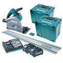 Makita 40V Max BRUSHLESS AWS 165mm (6-1/2") Plunge Cut Circular Saw - Includes 2x 4.0Ah Batteries & Rapid Charger, 2x Makpac Case & 1400m Guide Rail *AWS Receiver included - Toolup Australia
