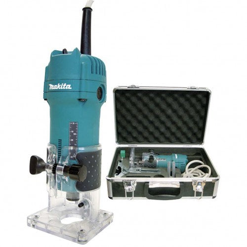 Makita 6.35mm (1/4") Laminate Trimmer, 530W, Carry case - Toolup Australia