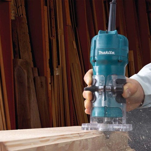 Makita 6.35mm (1/4") Laminate Trimmer, 530W, Carry case - Toolup Australia