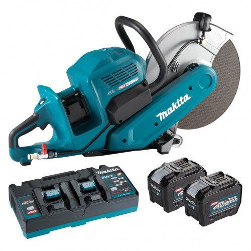 Makita 80V Max (40Vx2) BRUSHLESS 355mm (14") Power Cut - Includes 2 x 8.0Ah Battery & Dual Port Rapid Charger - Toolup Australia