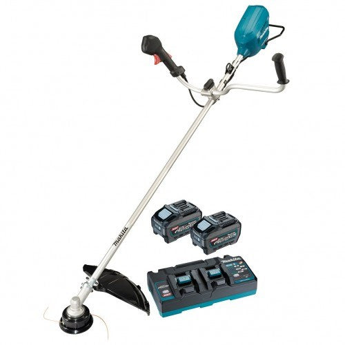 Makita 80V Max (40Vx2) BRUSHLESS U-Handle Brushcutter - Includes 2x 5.0Ah Batteries & Dual Port Rapid Charger - Toolup Australia