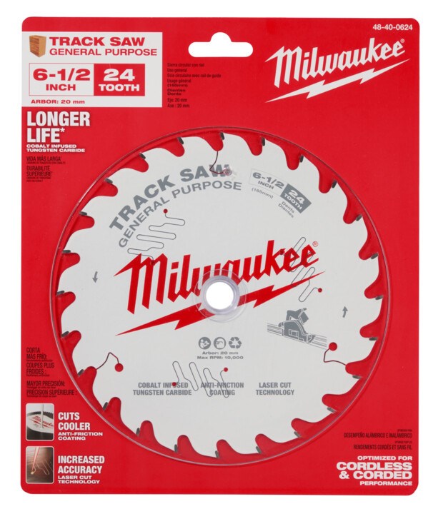 Milwaukee 165mm 6-1/2" 24T Wood Track Saw Blade General Purpose - Toolup Australia