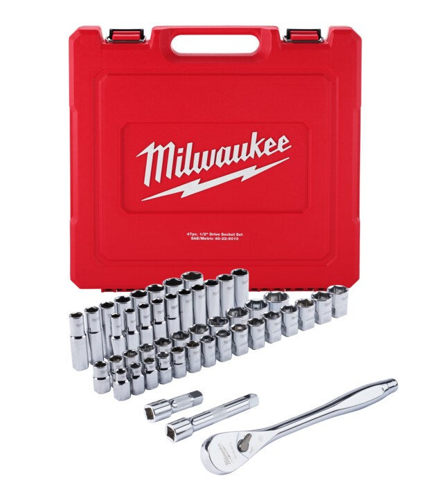 Milwaukee 1/2" Drive 47pc Ratchet & Socket Set SAE & Metric - Toolup Australia