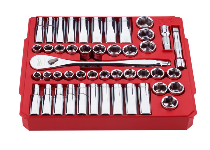 Milwaukee 1/2" Drive 47pc Ratchet & Socket Set SAE & Metric - Toolup Australia