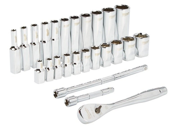 Milwaukee 1/4? Drive 26pc Ratchet & Socket Set SAE - Toolup Australia