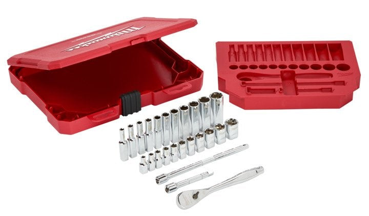 Milwaukee 1/4? Drive 26pc Ratchet & Socket Set SAE - Toolup Australia
