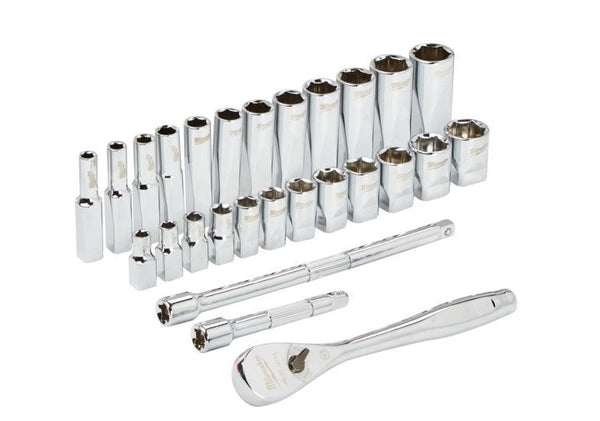 Milwaukee 1/4? Drive 28pc Ratchet & Socket Set  Metric - Toolup Australia