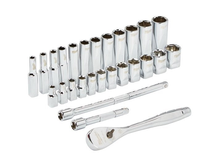 Milwaukee 1/4? Drive 28pc Ratchet & Socket Set  Metric - Toolup Australia