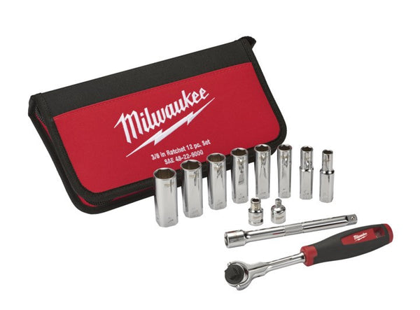 Milwaukee 3/8" Drive 12pc SAE Socket Set - Toolup Australia