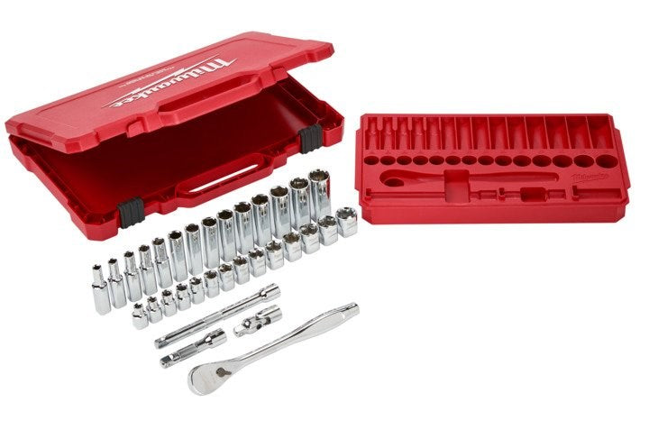 Milwaukee 3/8? Drive 32pc Ratchet & Socket Set  Metric - Toolup Australia