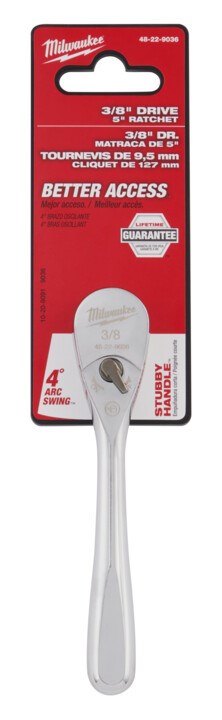 Milwaukee 3/8" Drive Fixed Head Ratchet 127mm (5") - Toolup Australia