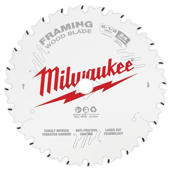 Milwaukee 6-1/2" 165mm 24T FRAMING Blade - Toolup Australia