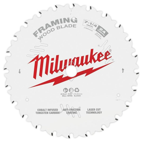 Milwaukee 7-1/4" 184mm 24T FRAMING Blade - Counter Box 10x1pc - Toolup Australia