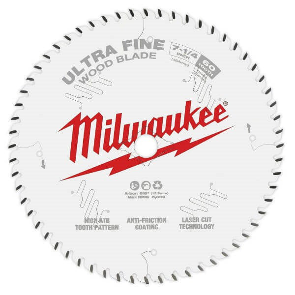 Milwaukee 7-1/4" 184mm 60T ULTRA FINE Blade - Toolup Australia
