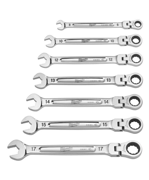 Milwaukee 7pc Flex-Head Ratcheting Wrench Set ? Metric - Toolup Australia