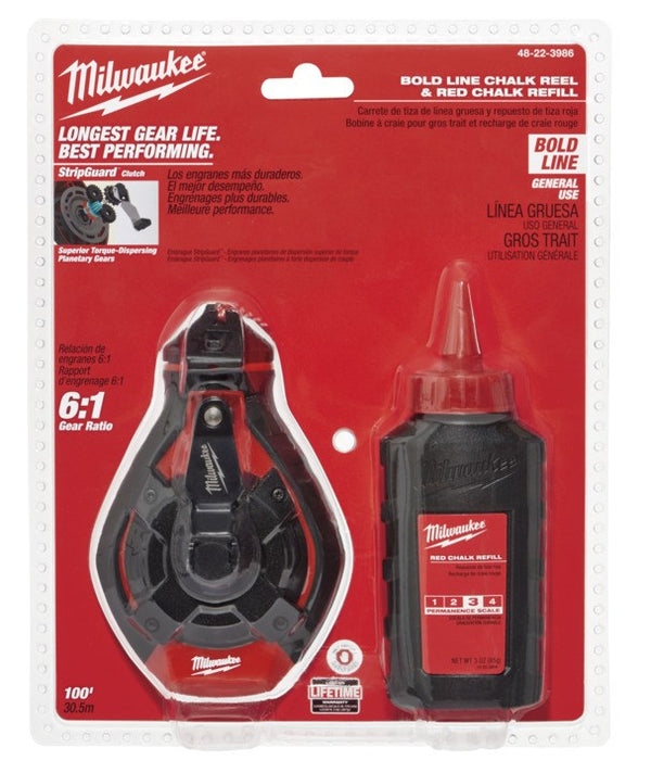 Milwaukee Bold Line Chalk Reel w Red Chalk - Toolup Australia