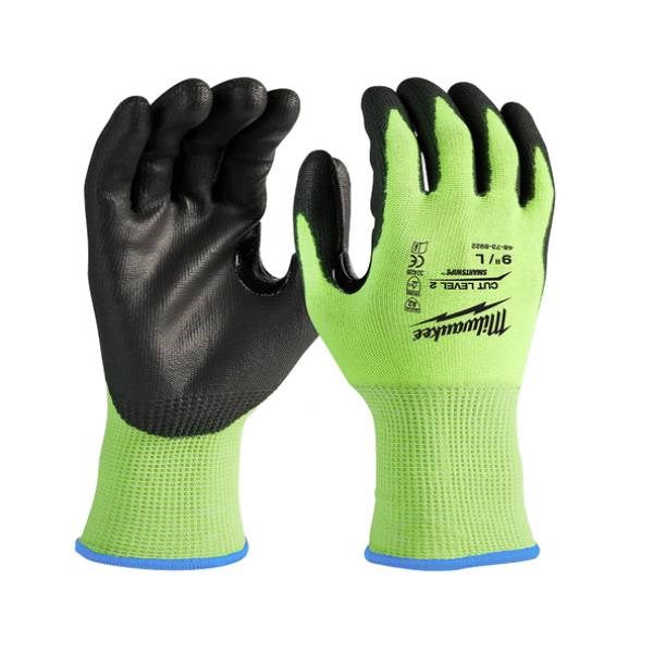 Milwaukee Cut 2(B) High Vis PU Gloves - XL - Toolup Australia