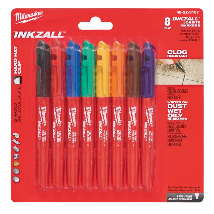 Milwaukee INKZALL? Fine Point Markers Multi 8pk - Toolup Australia