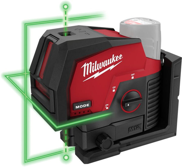 Milwaukee M12? Cross Line + 2 Plumb Laser (Tool Only) - Toolup Australia