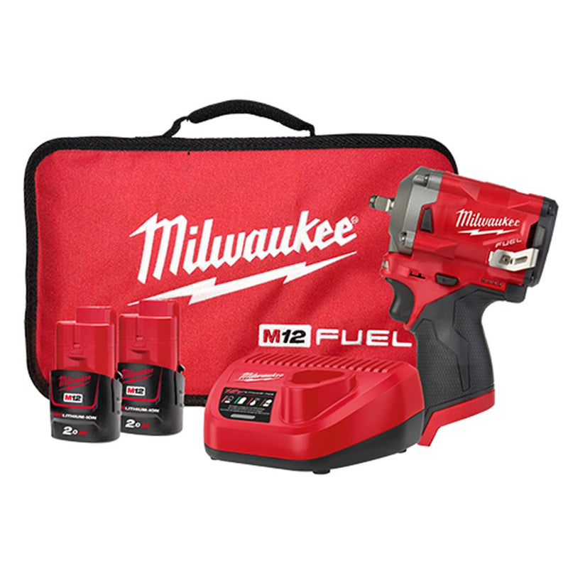 Milwaukee M12 FUEL?  3/8" Stubby Impact Wrench with Friction Ring Kit (2x 2.0Ah) - Toolup Australia