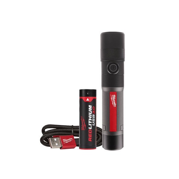 Milwaukee REDLITHIUM USB Rechargeable 1100L Twist Focus Flashlight 3.0Ah Kit - Toolup Australia