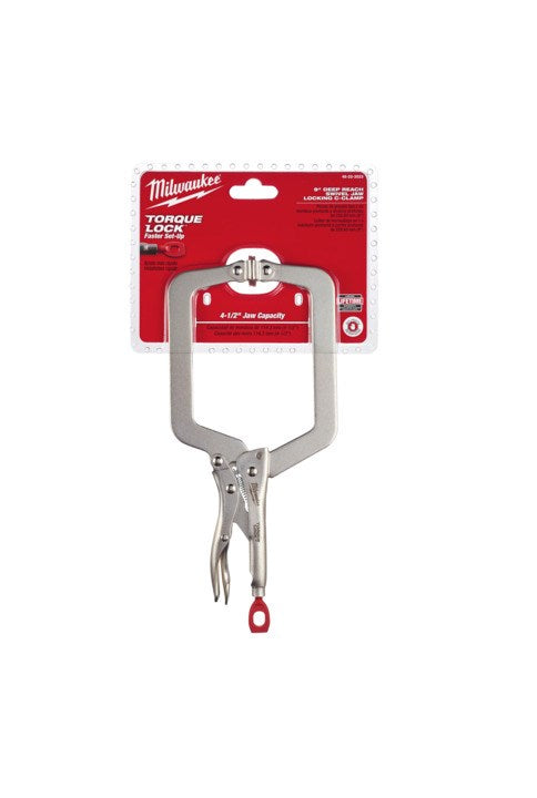 Milwaukee Torque Lock Deep Reach C-Clamp Swivel Jaw 228mm (9") - Toolup Australia