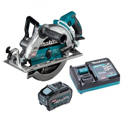 Makita 40V Max BRUSHLESS 260mm (10-1/4")  Rear Handle Saw Kit - Includes 5.0Ah Battery & Single Port Rapid Charger